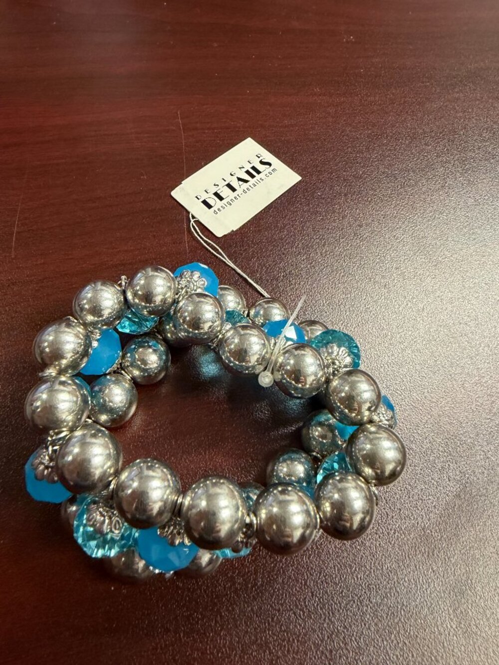 Chunky beaded silver bracelet